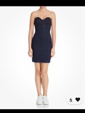 Guess Deco Denim Bodycon Strapless Mini Dress XS