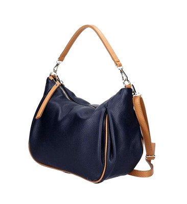 ITALIAN TRENDY PEBBLED LEATHER HANDBAG BAG PURSE - CONTRAST TRIM - MADE IN ITALY