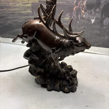 Wildlife Nature Bull Moose Grand Elk Desktop Table Lamp With Shade 25"H Hunting