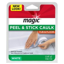 Magic Peel  Stick Caulk 1-1/4" x 5' White   Tub  Floor Sealing Strip