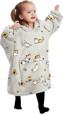 KFUBUO Wearable Blanket Hoodie for Kids Toddlers Sherpa 2-6YR, Cat 