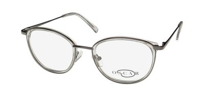 NEW OSCAR DE LA RENTA OSL 732 EYEWEAR OVAL GRAY METAL & PLASTIC 50-19-140