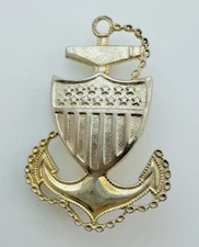 Vintage Sterling Silver Anchor Brooch Nautical Patriotic Pin Military Navy 1.25”