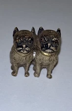 Rare Antique Vienna Cast Bronze Double Pug – Cold Painted Pugs Miniature c.1900