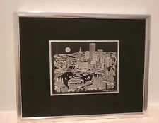 Vtg Roger Coast Etched Zinc Engraving City Scapes Pittsburgh Pennsylvania 78