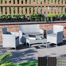 Garden Vida Kendal 4 Piece Rattan Garden Outdoor Furniture Set BBQ Events Summer
