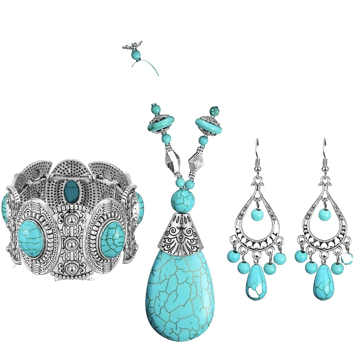 Juegos de joyas moda Turquesa Acero Inoxidable