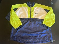 Nike Boys Windbreaker Blue Green White Size XL 18-20 Zip Spell Out Color Block