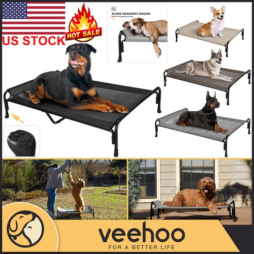 Veehoo Cooling Chewproof Elevated Dog Bed Sleep Slope Headrest Raised Pet Cot