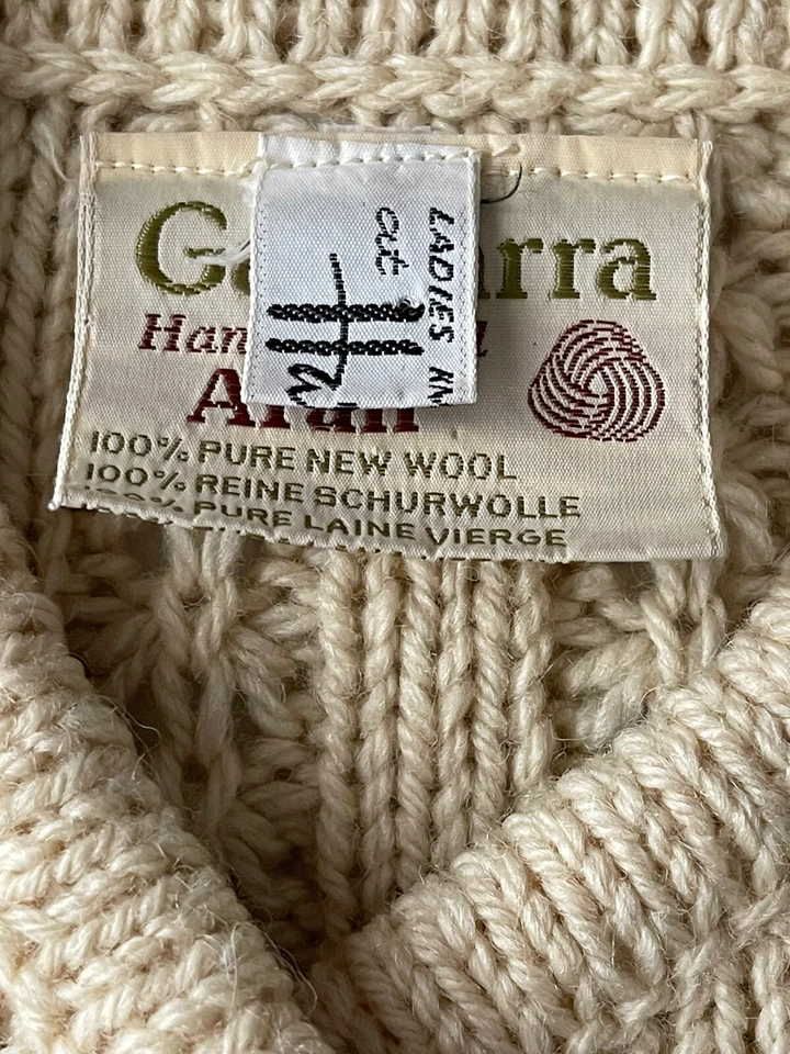 Suéter Gaeltarra Harrods Mujer Pequeño 34 Aran Telar a Mano Lana Irlanda Cárdigan Foto 4 de 4
