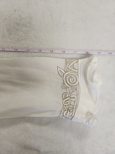 Neiman Marcus Exclusive 100% Linen Embroidered Ruffled Top Shirt Jacket Medium - Picture 11 of 13