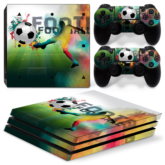 PS4 Pro Playstation 4 Skin Decal Sticker Football Soccer + 2 Controller Design