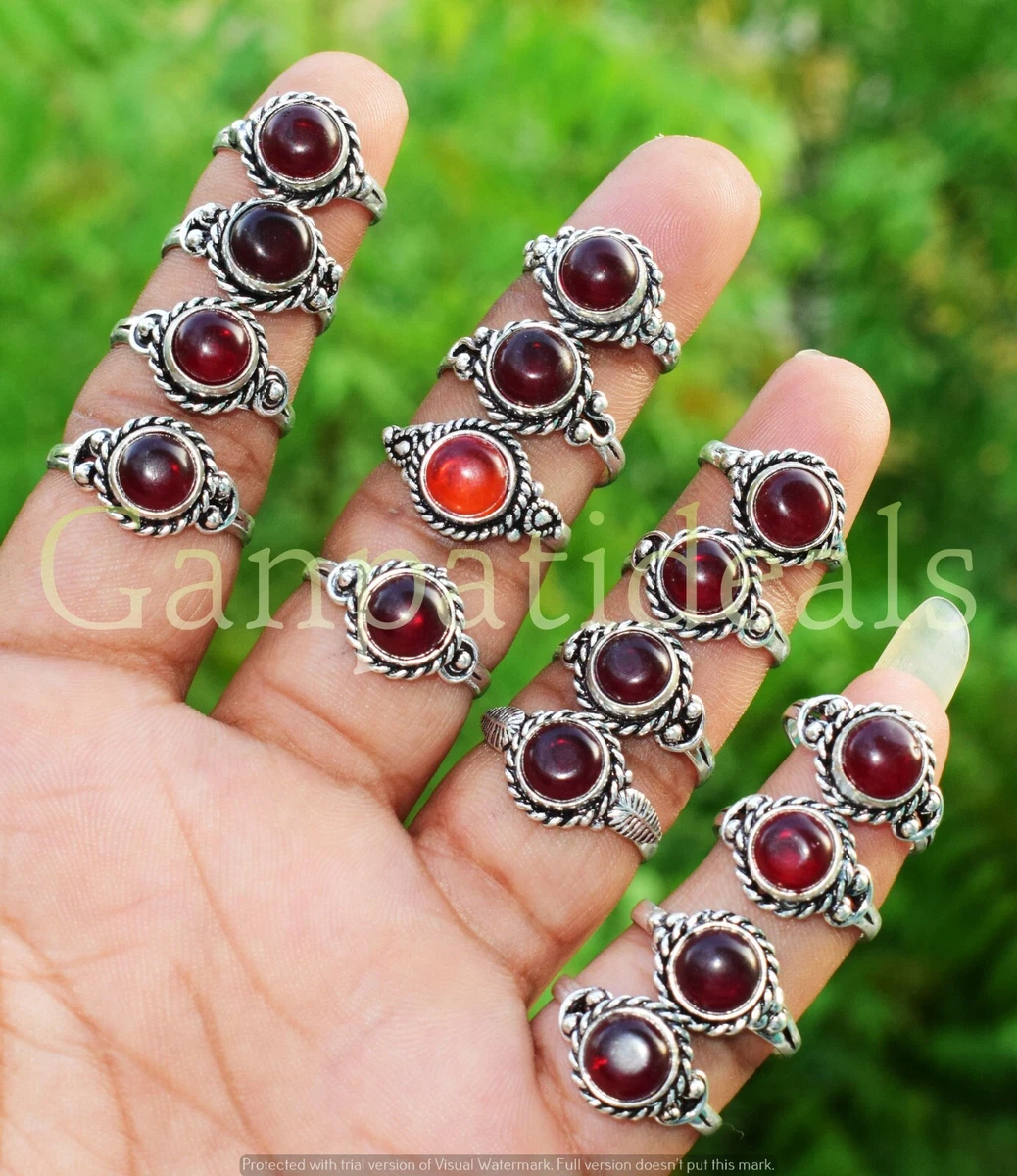 200pcs Wholesale Lot Garnet Gemstone Small Ring 925 Sterling