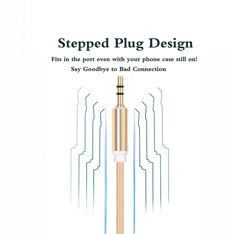 Stereo Cable AUX Jack Auxiliary Car Lead Male Audio Gold Plated 1m/2m/3m 3.5mm  - Image 3 of 4
