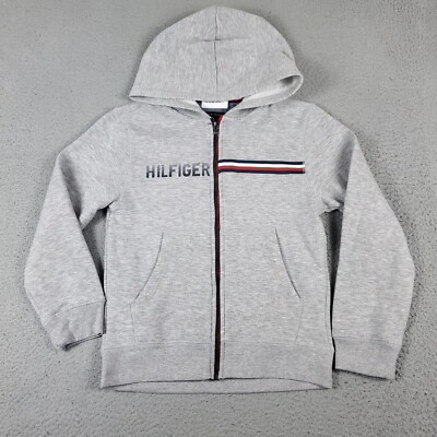 Tommy Hilfiger Sweater Boy Small Gray Full Zip Hoodie Sweatshirt Youth/Kids 