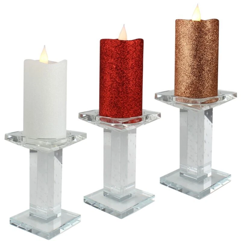 Led Wachs-Kerze 3D-Flamme MAGIE mit TIMER inkl Glas Kerzen-Ständer beleuchtet - Bild 2 von 4