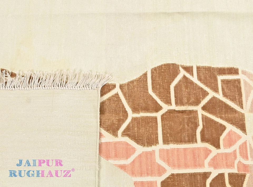 Alfombra de área moderna hecha a mano de algodón natural jirafa marrón rubor 4x6 Foto 4 de 4