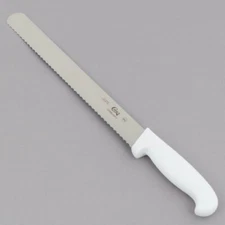  Choice 12" Serrated Edge Slicing / Bread Knife with White Handle