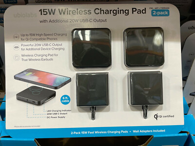 Ubiolabs 15W Wireless Charging Pad Wit Additional 20W USB-C Output 2-pack  WCB261