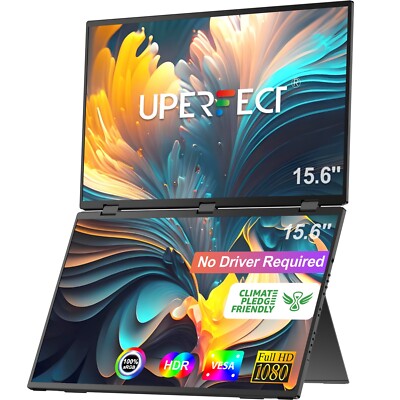 UPERFECT 15,6'' Dual Monitor Tragbarer Monitor IPS 1920x1080 Doppelbildschirm