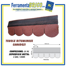 TEGOLA CANADESE TONDA ROSSA CONFEZIONE DA 3 MQ  5 FALDE TEGOLE BITUMINOSE PZ 21