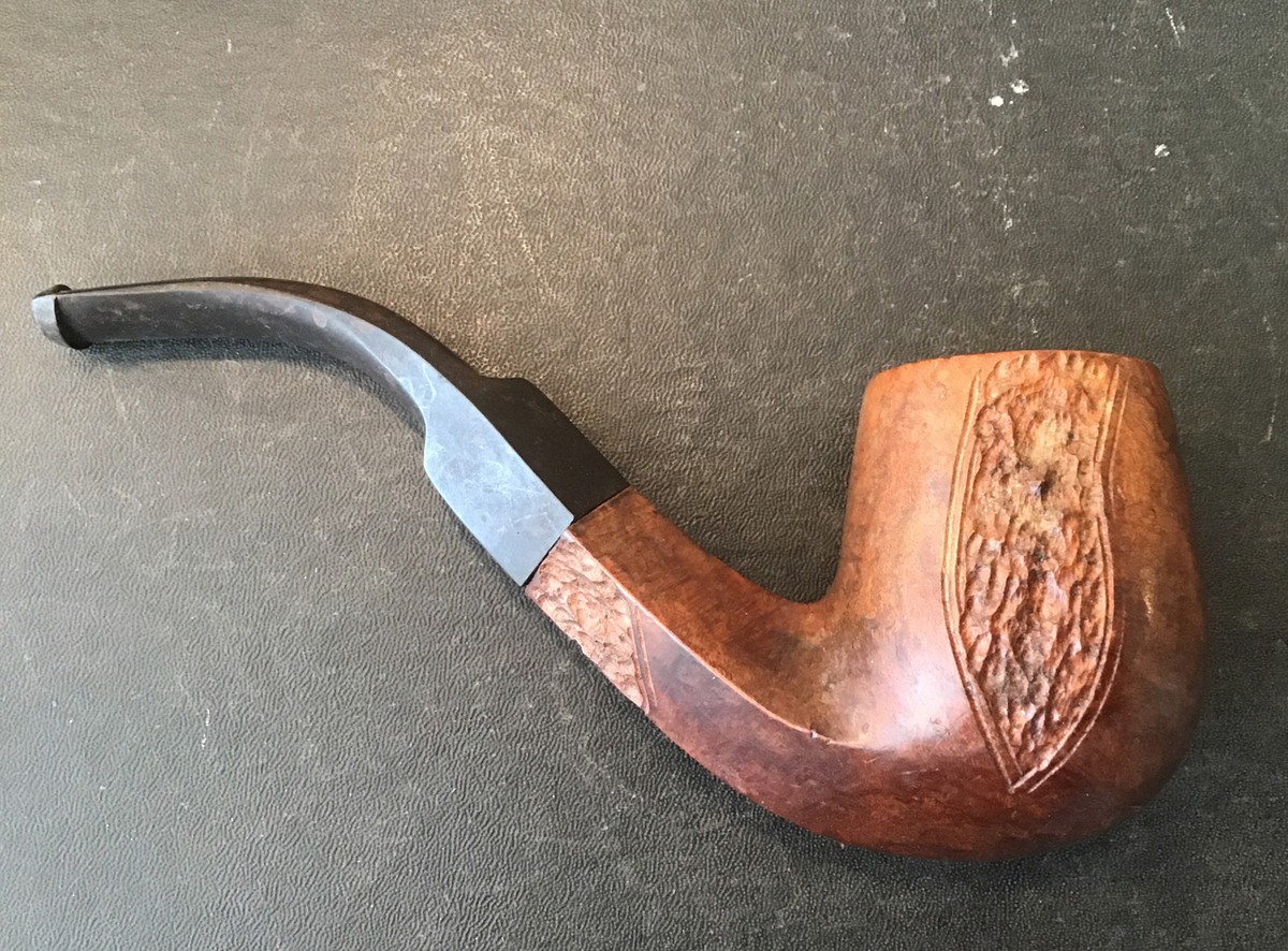 Vintage Imported Briar Carved Wood Pipe Square Smoking Tobacco