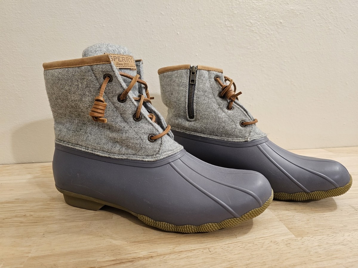 Sperry Top Sider Womens Gray Rainboots Duck Boots Sts82475 Size 10