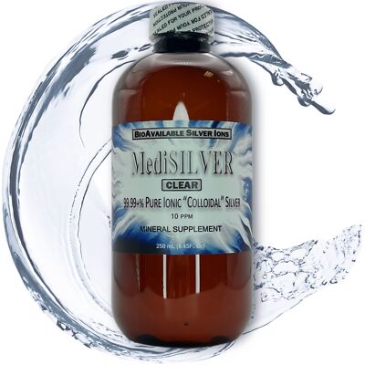 MediSILVER  CLEAR Immunity Booster True Free-Ionic Silver Ag++ Nutrient: 250 mL