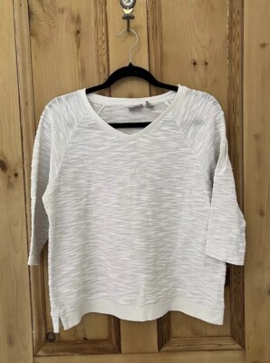 CHICO S weißer Pullover Gr. 1 12 Oberteil Chico Sweater Baumwolle Chicos