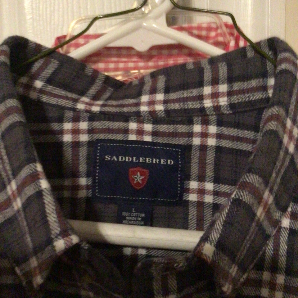 Men's LS Button Up, Plaid Flannel Shirt, Large, Saddlebred, NWT - Image 3 of 4