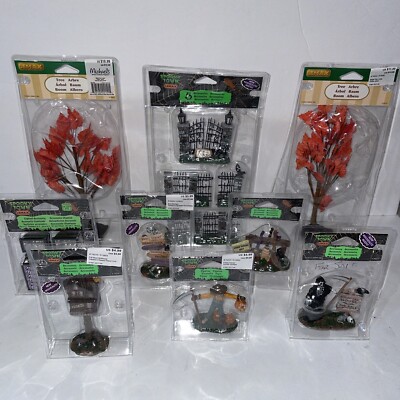 New Lemax Spooky Town Lot Of 9 Nine Items With Package In Good Condition Clean