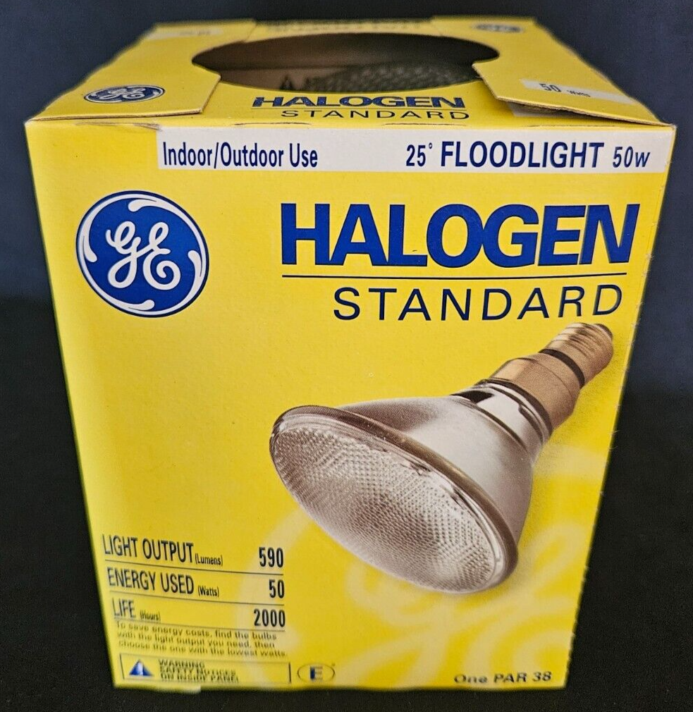 Standard GE Halogen 50 Watt 590 Lumens 25 deg. Floodlight Bulb Par 38 In/Outdoor