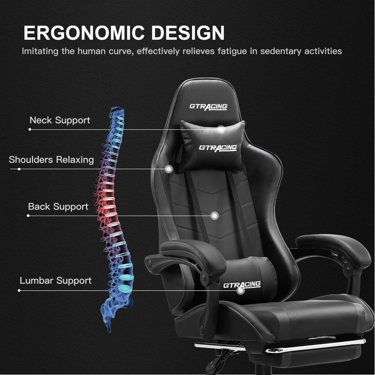 GTRACING GTWD-200 Gaming Chair with Footrest, Adjustable Height