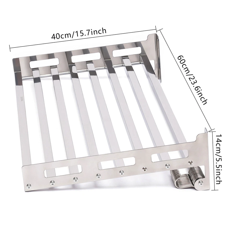 Настенное крепление полка для микроволновой печи кухонный предмет кронштейн для хранения с 12 крючками нержавеющая сталь - Изображение 2 из 4