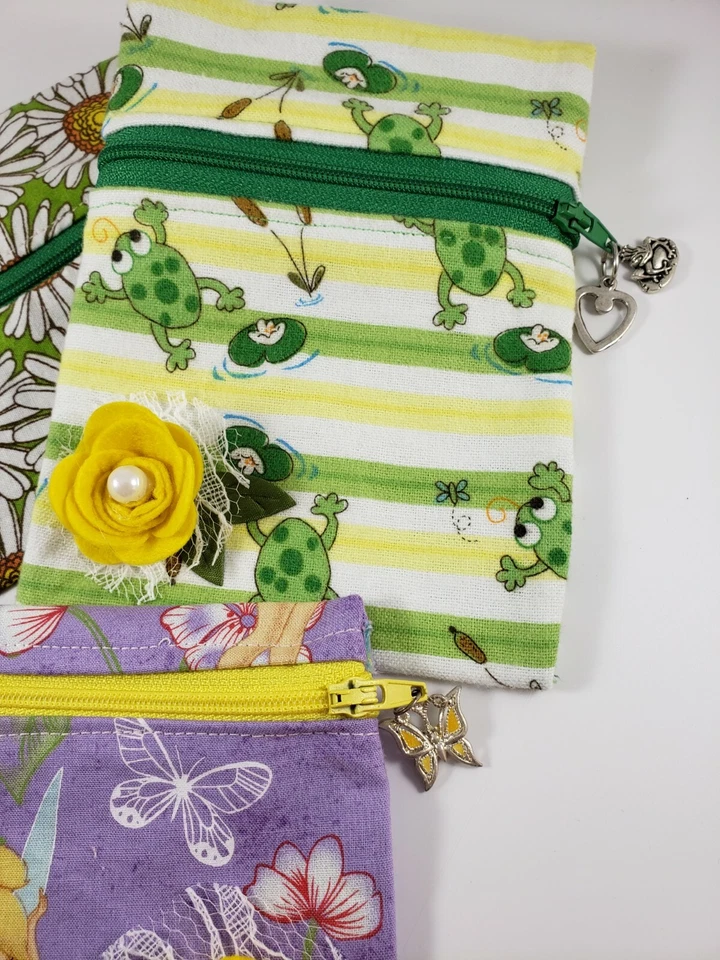 Bolsa de Maquillaje Campanilla, Bolsa de Maquillaje Dama Insecto, Bolsa de Maquillaje Girasol, Maquillaje de Rana Ba Foto 3 de 4