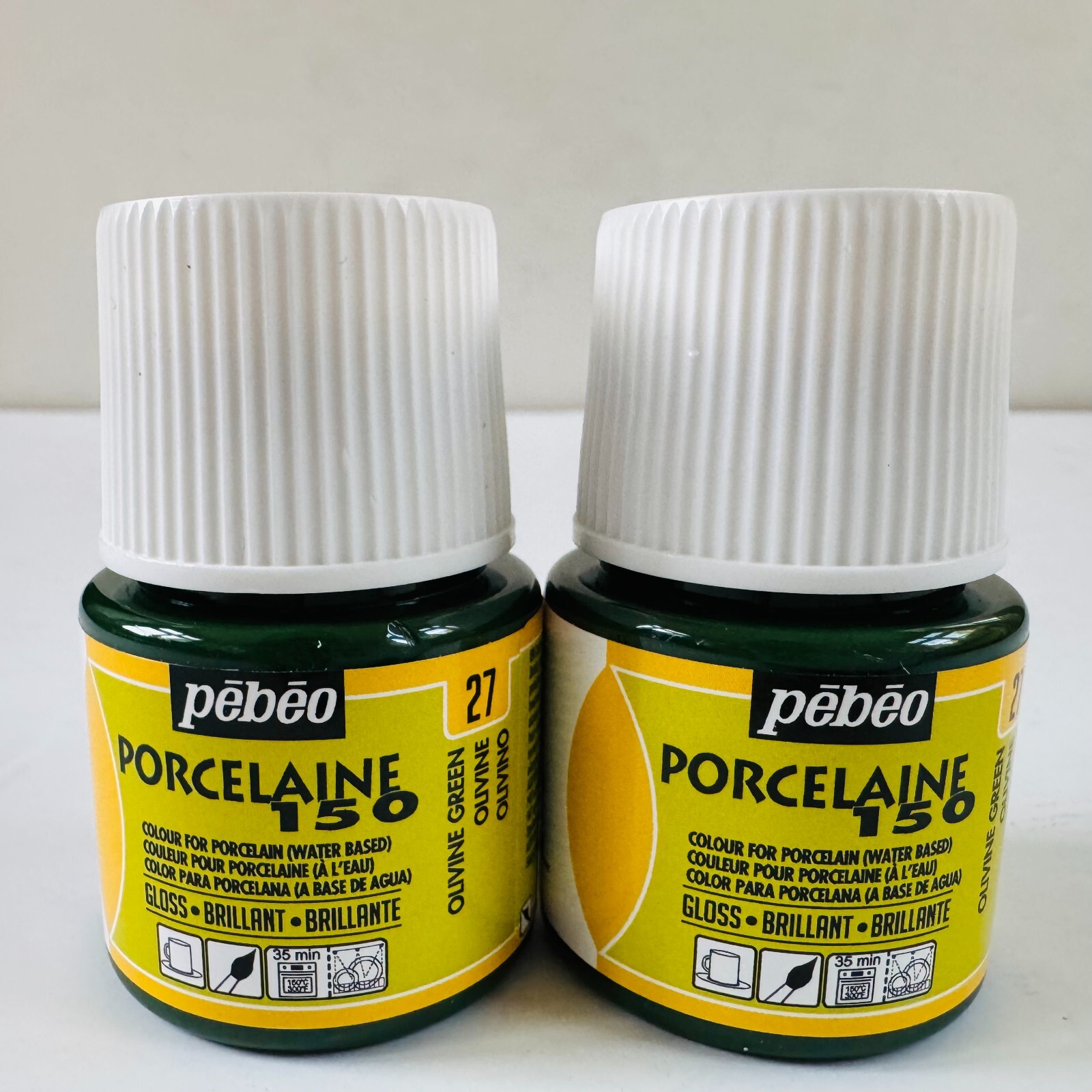 Pebeo PORCELAINE 150 Permanent Porcelain Ceramic Paint 45ml Set of 2