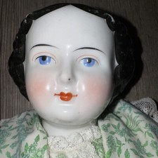Antique German Doll 20  Flat Top Highbrow China Shoulder Head WITH DAMAGE