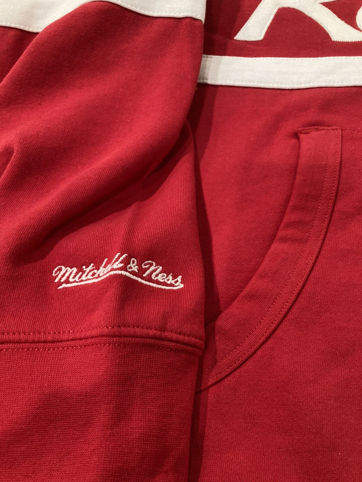 Felpa con cappuccio da uomo Mitchell & Ness Houston Rockets Head Coach ROSSA GIALLA XL nuova con etichette $110