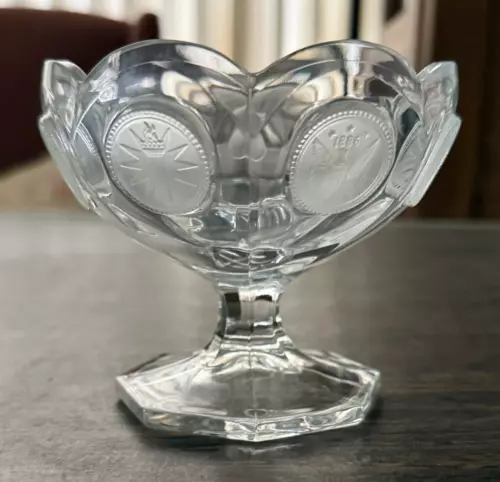 Vintage Fostoria Coin Glass Pedestal Candy, Copote, Jelly, Jam Dish