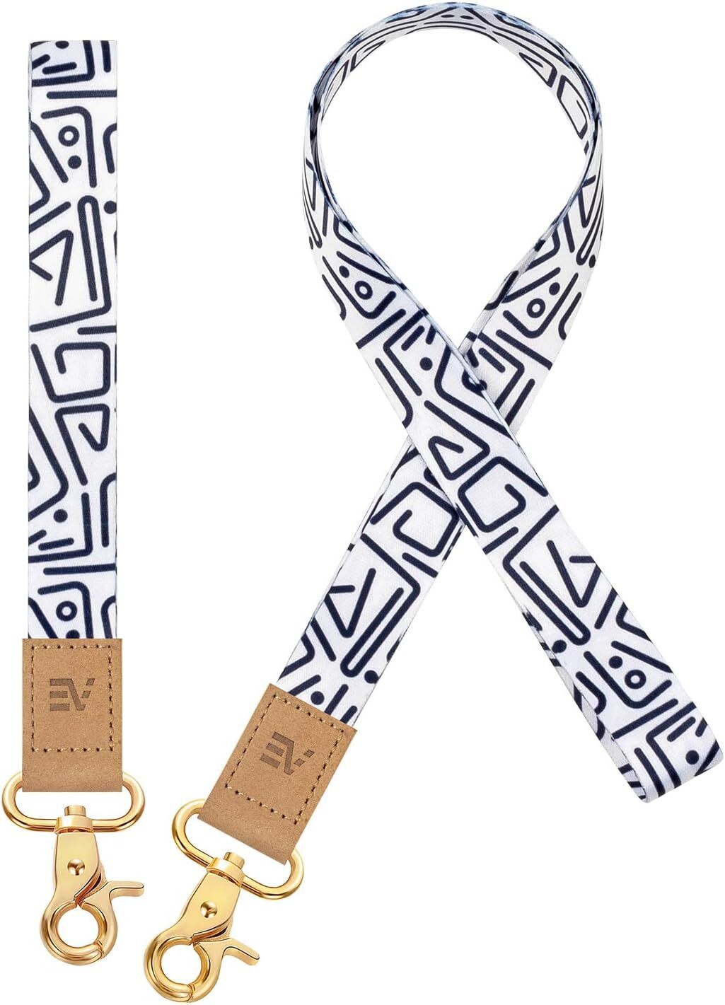 2-Pack Wrist & Neck Lanyards for ID Badges Keys Car Fob Holder