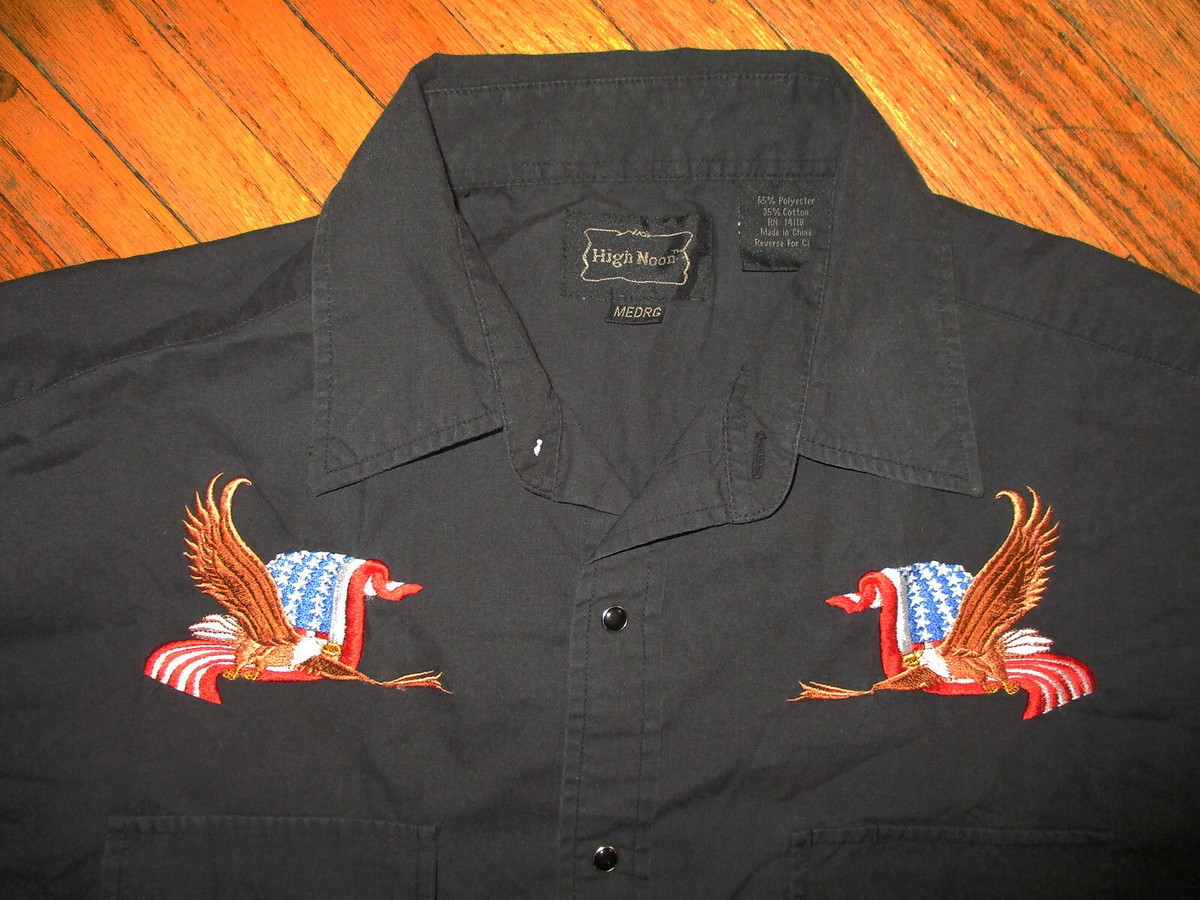 vtg AMERICAN FLAG EAGLES PEARL SNAP WESTERN SHIRT Stars Stripes
