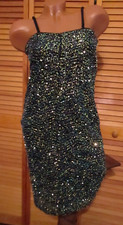 Black with Gold Sequin Medium Spaghetti Strap Lined Sheath