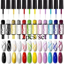 6/12Pcs Nail Liner Gel Set Line Polish Gel Kit NailArt For UV Paint Nail Drawing
