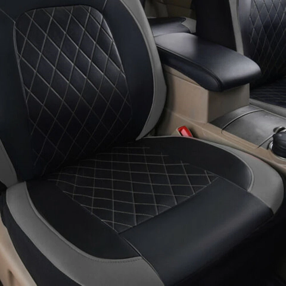 Fundas de asiento de cuero PU protectores de cojín almohadillas impermeables para delantero de coche 2 asientos Foto 3 de 4