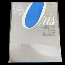 Lady Oris Pantyhose Women's Petite Azure Blue Control Top Sandalfoot Irregulars