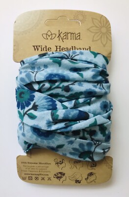 TEAL FLOWERS wide headband by Karma Gifts boho bandeau natural life floral 