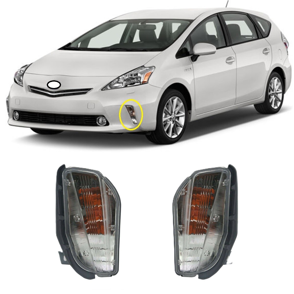 For 2012-2014 Toyota Prius V Front Signal Light Pair CAPA