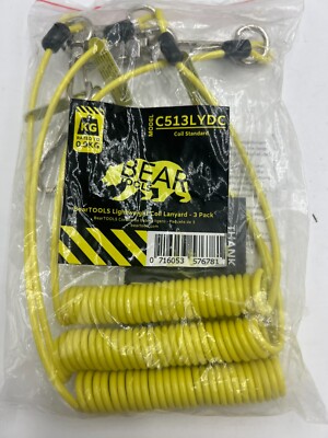 (Pack of 3) BEAR TOOLS C513LYDC Lightweight Coil Lanyard 0.9kg