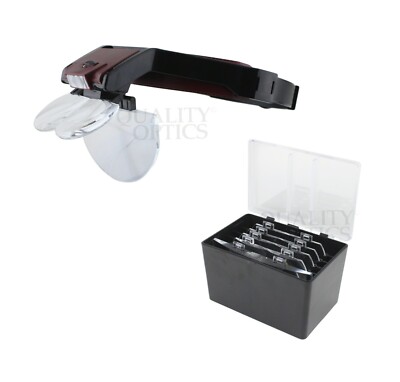 Quality Optics  Illuminated Headband Magnifier Jewelers Head Visor Magnifying