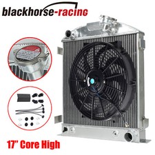 For 1932 Ford Chopped Hot Rod Wchevy 350 V8 Aluminum 3 Row Radiator14slim Fan